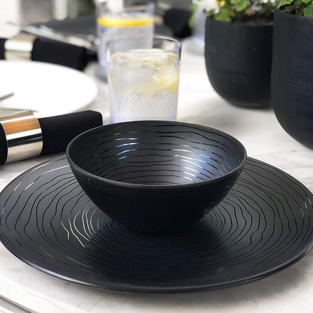 Reusable Plastic Dinnerware Set (Organica Black)